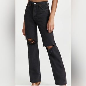 RE/DONE high rise black distressed denim
